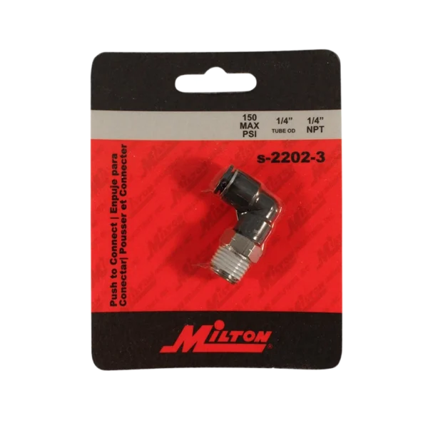 male tubing elbow 1/4 inch NPT MILTON 2202-3