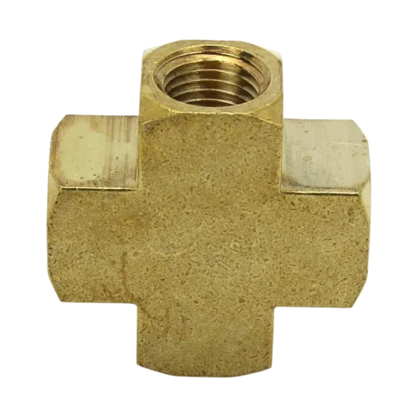 milton female cross fitting 656 1/4 inch 4-way brass connector
