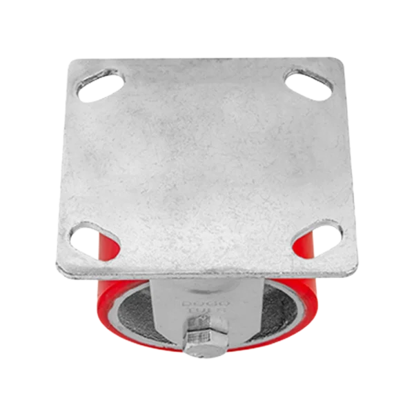 Fixed caster iron core with red polyurethane 4" plate – DOGOTULS zf5058 - Image 2