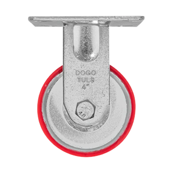 fixed caster 4 inch red polyurethane with iron core dogotuls zf5058