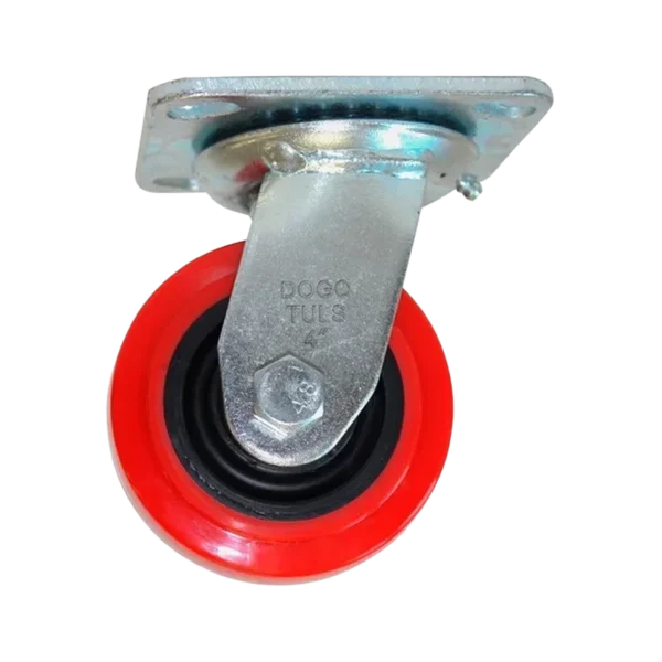 Swivel caster iron core with red polyurethane 4" plate – DOGOTULS zf5062 - Image 2
