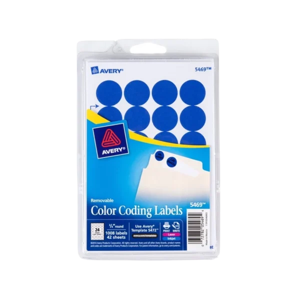 Navy blue circle labels 3/4 inch by AVERY 1008 pack