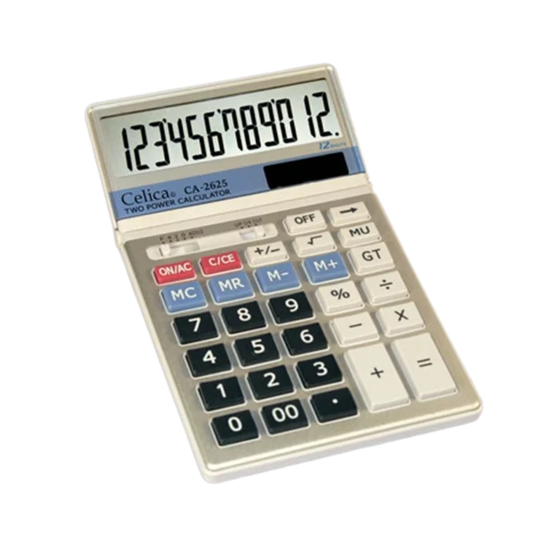 Celica CA-2625 semi-desktop calculator with 12-digit display and dual power