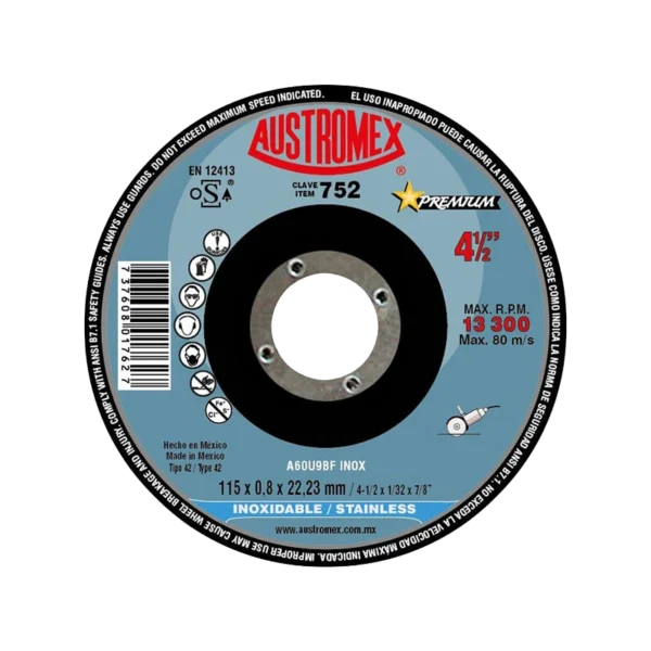 stainless steel cutting disc Austromex 752 4.5 inch for metal