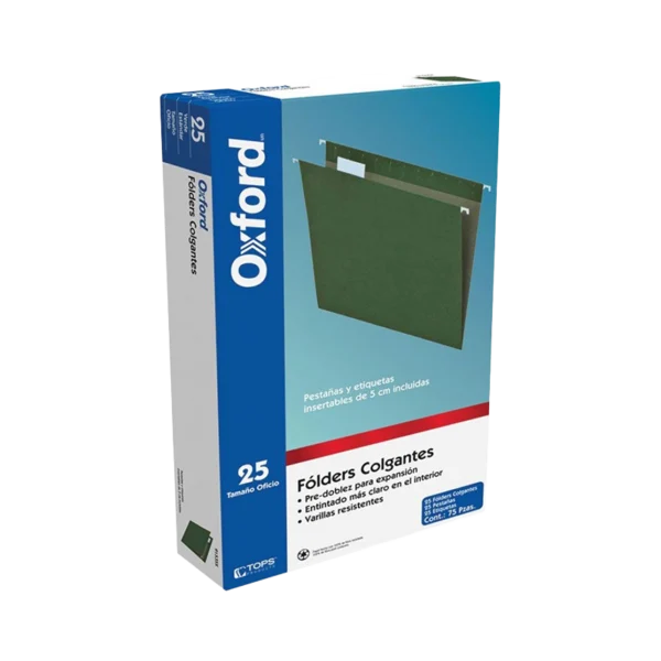 green hanging file folder OXFORD pack 25