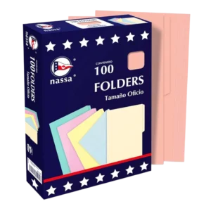 Pink letter size folders by NASSA – 100 pack for office or school